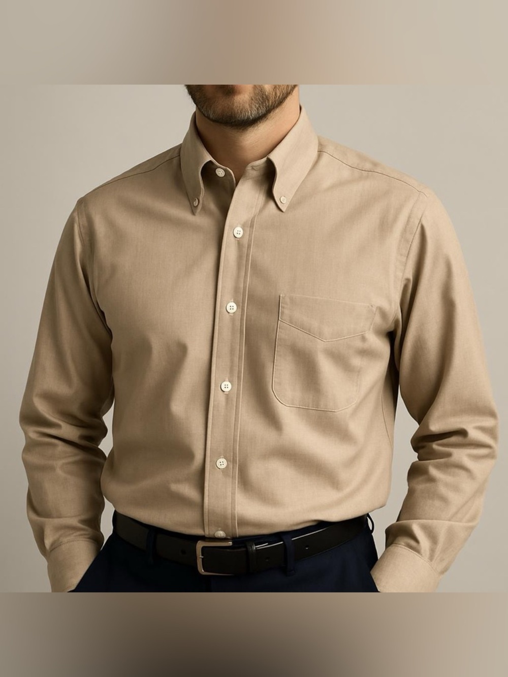 American Living Mens Tan Wrinkle Free Dress Shirt Button Down‎ 18 36-37 NWT